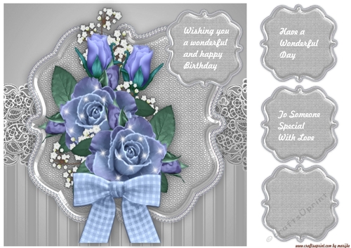  Card Topper Blue Bouquet