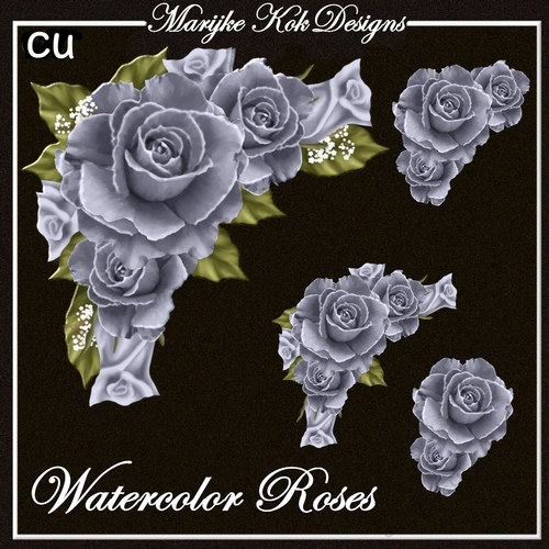 CU Watercolor Roses Corner