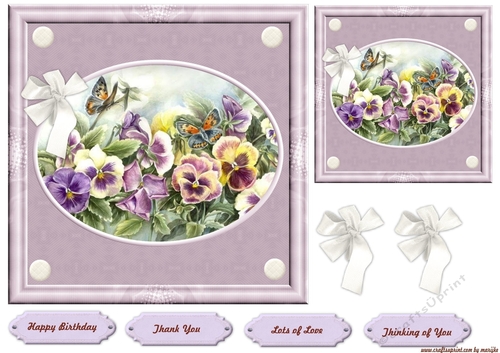 Vintage  Pansies & Butterflies