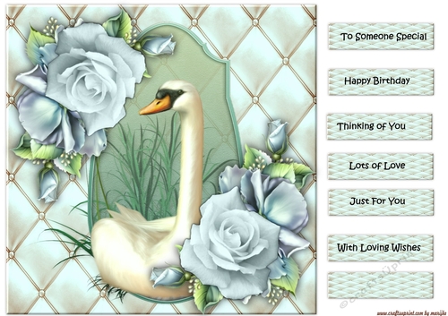 Beautiful Swan card Topper& Tags