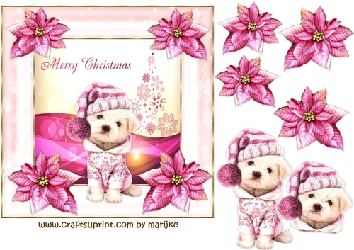 Christmas Puppy In Pink