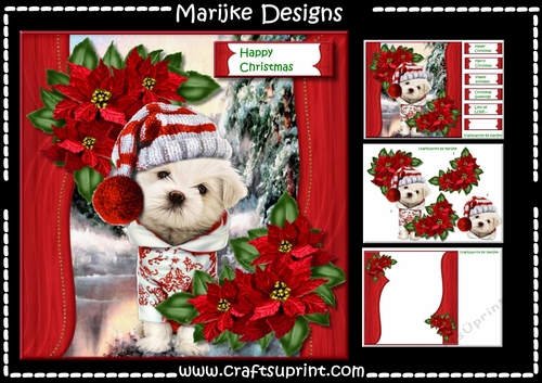 Christmas Puppy Red Borders
