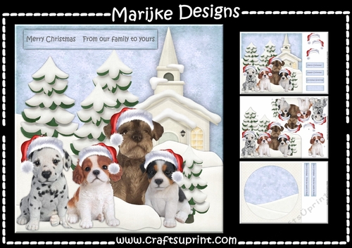 Christmas Puppies With Santa Hat