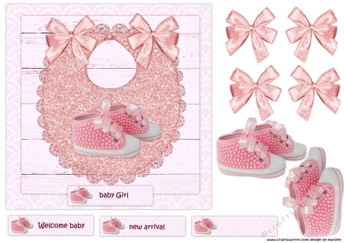 Baby Girl  Bib Quick Card