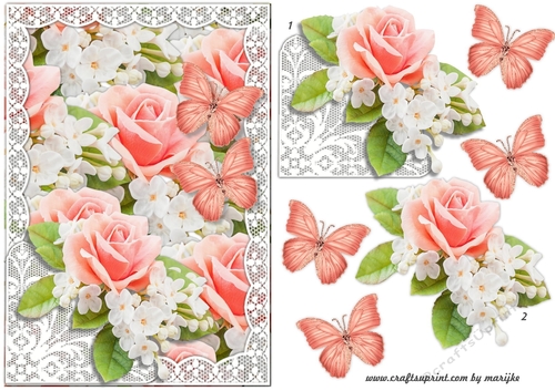 Beautiful Roses & Lace A5 Card