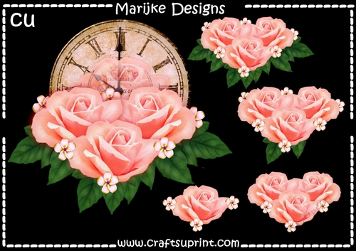 CU Vintage Clock & Roses