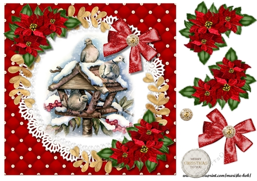 Winterbirds & Poinsettias Quick Card