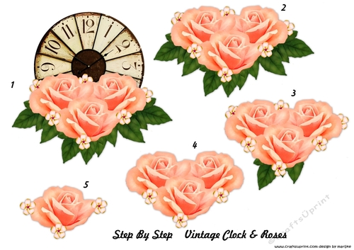Step By Step Vintage Clock &  Roses 2