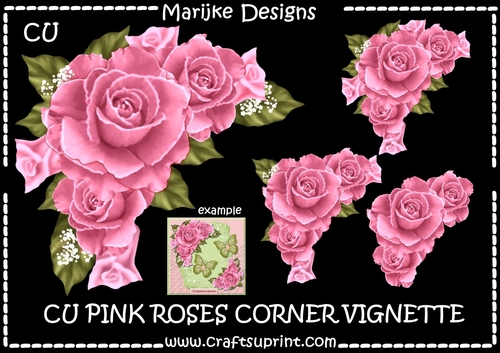 CU Pink Roses Corner Vignette