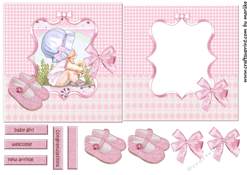 Card Topper & Insert Vintage baby Girl 1