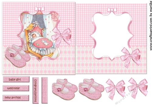 Card Topper & Insert Vintage baby Girl 4