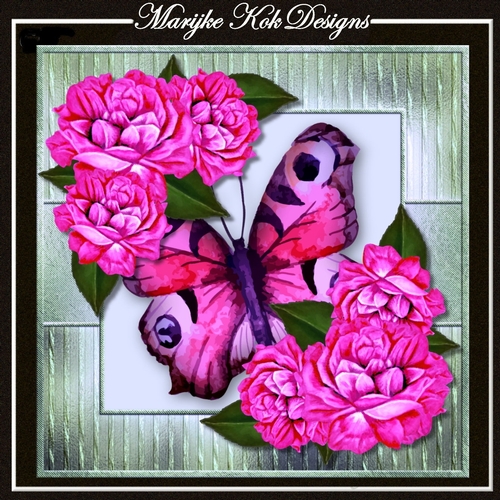 Vintage Pink Roses & Butterfly Mini Kit