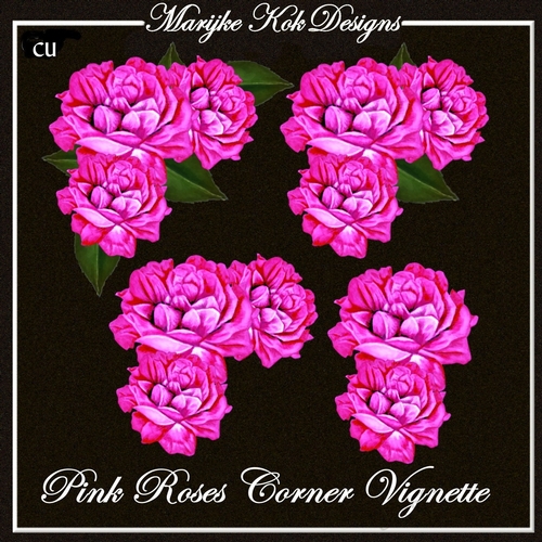 CU Vintage Pink Roses Corner Vignette