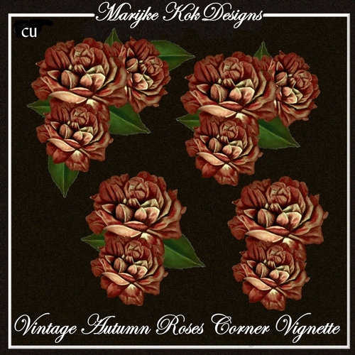 CU Vintage Autumn Roses Corner Vignette