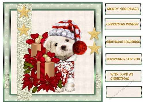 Card Topper Christmas Presents   Cute Puppy