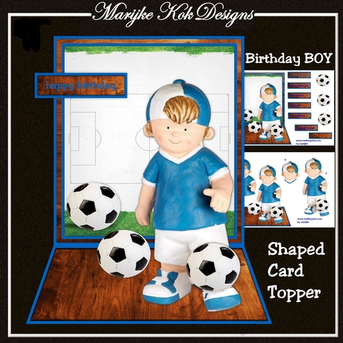 Shaped card Topper Birthday Boy Football Mini Kit