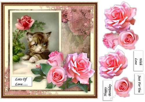 Vintage Kitten Lots Of Love Quick card 1