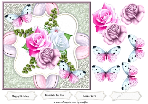 Roses & Butterflies Quick Card 7x7