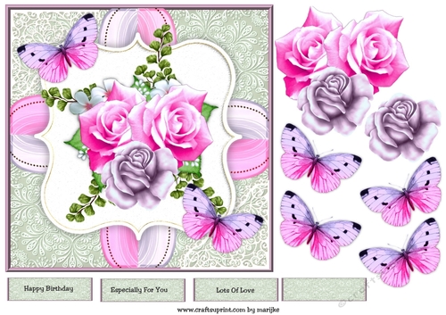 Roses & Butterflies 2   Quick Card 7x7