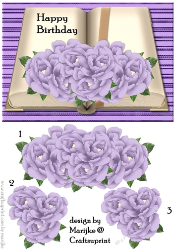 Book Lavender Peonies Happy Birthday