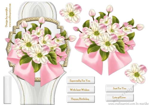 Card Topper Apple Blossom Bow