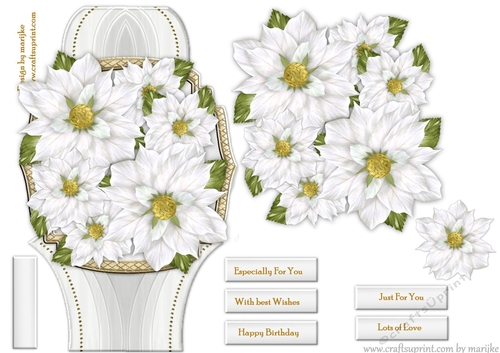 Card Topper White Roses