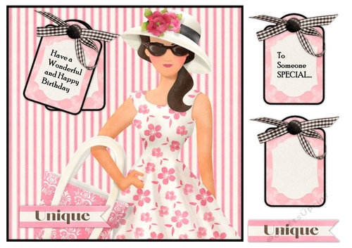 Elegant Girl Card Topper & Tags