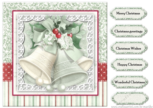Christmas Card Topper  Bells