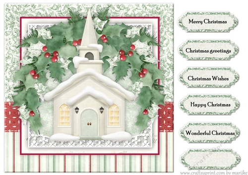 Christmas Card Topper  Church 