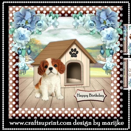 Cute KIng Charles Spaniel Puppy Birthday Card