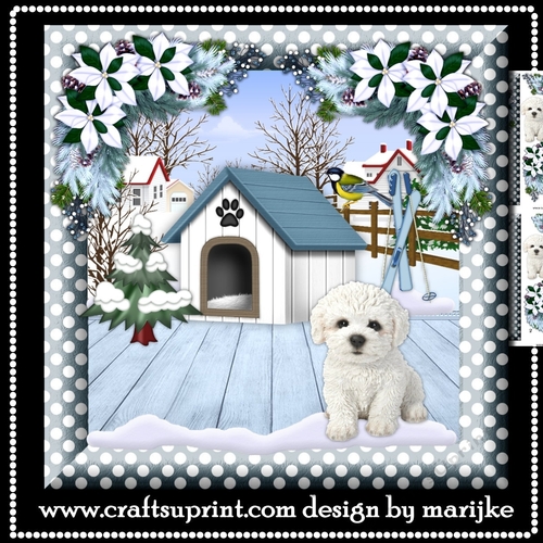 Cute Bichon Puppy Christmas Card Mini Kit