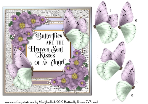 Beautiful Butterfly Kisses & Wild Roses 7x7 Quick Card