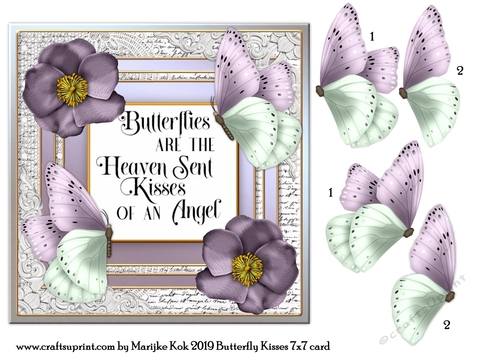 Beautiful Butterfly Kisses & Wild Roses 2 7x7 Quick Card