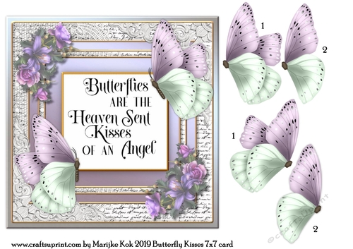 Beautiful Butterfly Kisses & Lilies  7x7 Quick Card