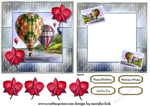 Male Card Topper & Insert Hotair balloons