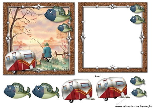 Male Card Topper &  Insert Gone Fishing