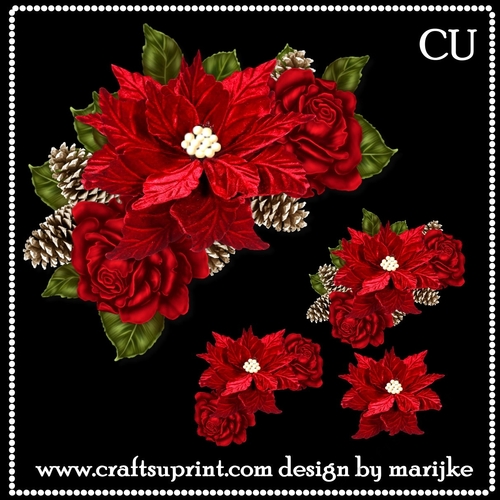 Red Roses & Poinsettia corner Vignette CU