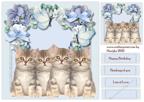 Cute Kittens Birthday Card Topper 4