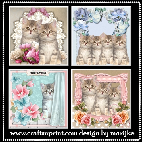 Cute Kittens Kit 4 Card Toppers
