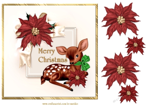  Christmas  Poinsettias Quick card  Deer