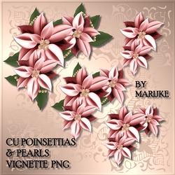 CU Corner Vignette Pink Poinsettias & Pearls