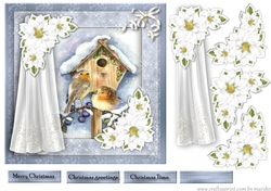 Christmas Window Snowy Birdhouse