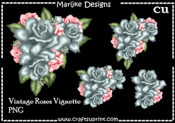 CU Vintage Roses Vignette PNG