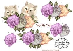 Cute Vintage Kittens & Roses 3