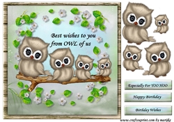 Cute Owls Best Wishes Quick card