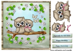 Cute Owls Happy Anniversary Quick card