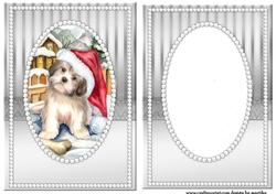 A5 Topper &  Insert Elegant Pearls   Christmas  Puppy