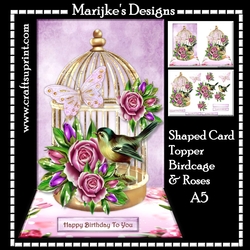 Shaped Card Topper Birdcage & Roses Mini Kit A5