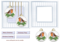Cute Robin Christmas Bauble Topper & Insert