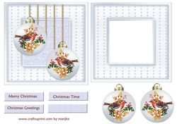 Cute Robin Christmas Bauble Topper & Insert  3